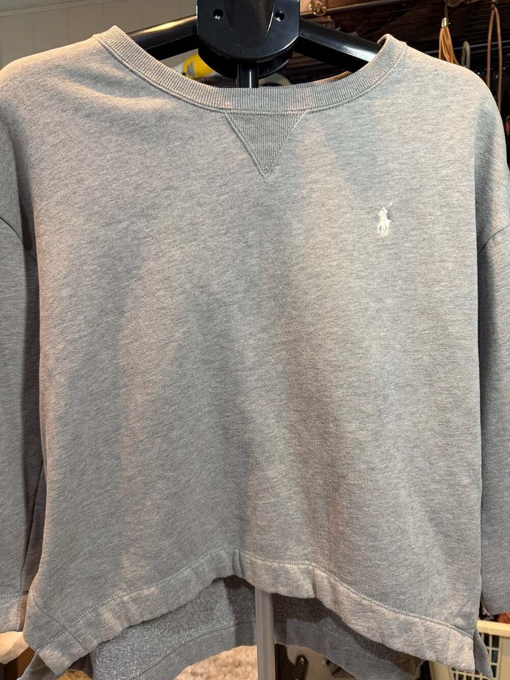 Polo Ralph Lauren Gray Sweatshirt with Embroidered Pony and Sleeve Logo